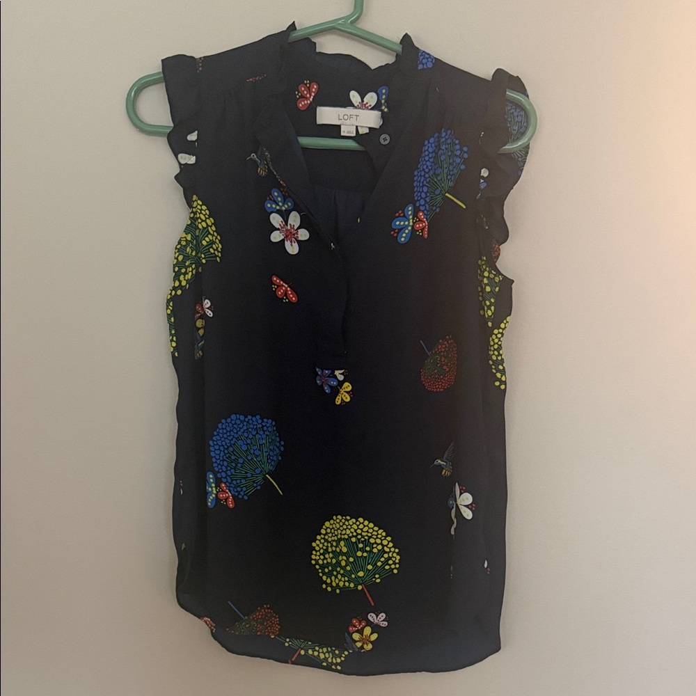 LOFT Navy Sleeveless Blouse